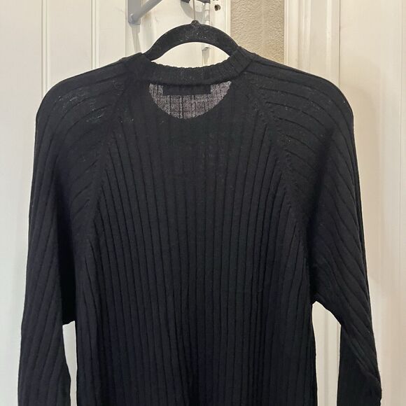 Brandini Men's Size L Crewneck Long Sleeve Ribbed Sweater 100% New Wool Black - Picture 8 of 10
